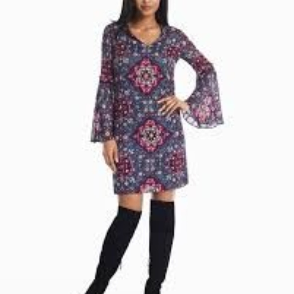 WHBM Bell-Sleeve Dress - Multi